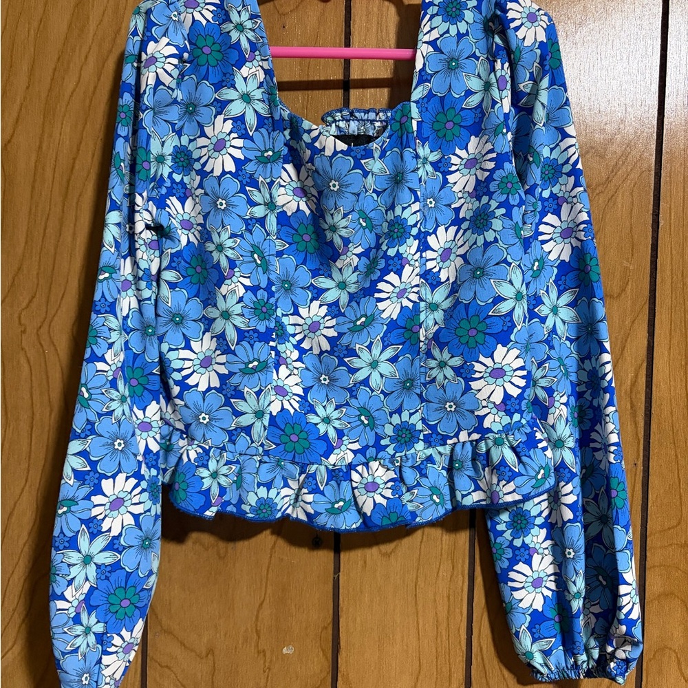 by & by Blue Floral Blouse